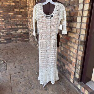 Moda International (Victoria's Secret) NWT crochet long dress, cream, XS